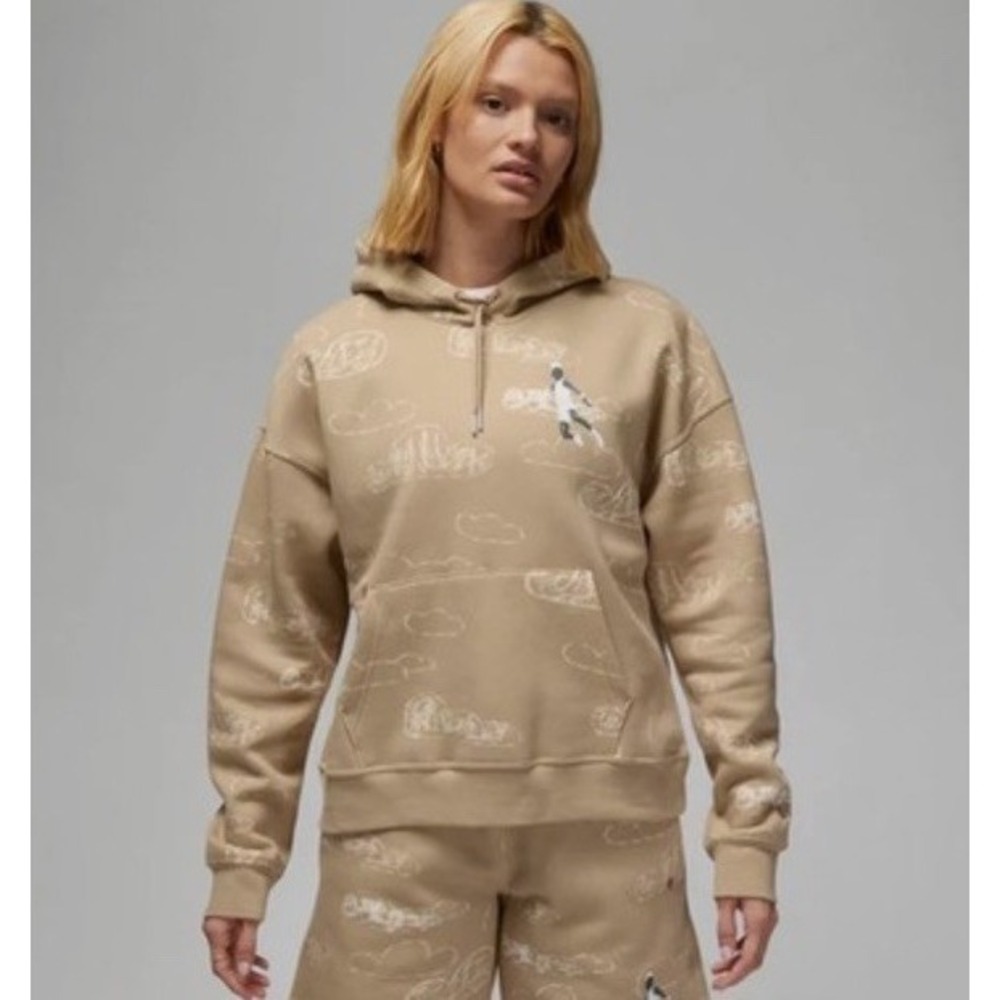 Nike Jordan Women's Cloud Hoodie 3X Beige Jumpman Pullover Parker Duncan New‎